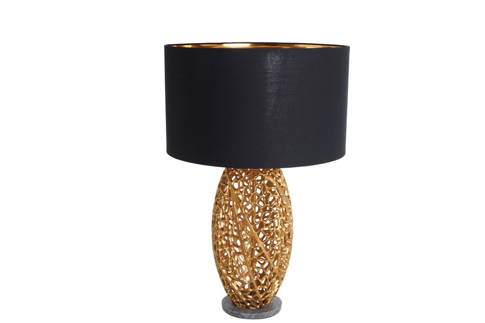 Design Tischlampe ABSTRACT LEAF gold Metall schwarz Marmorfuß handmade