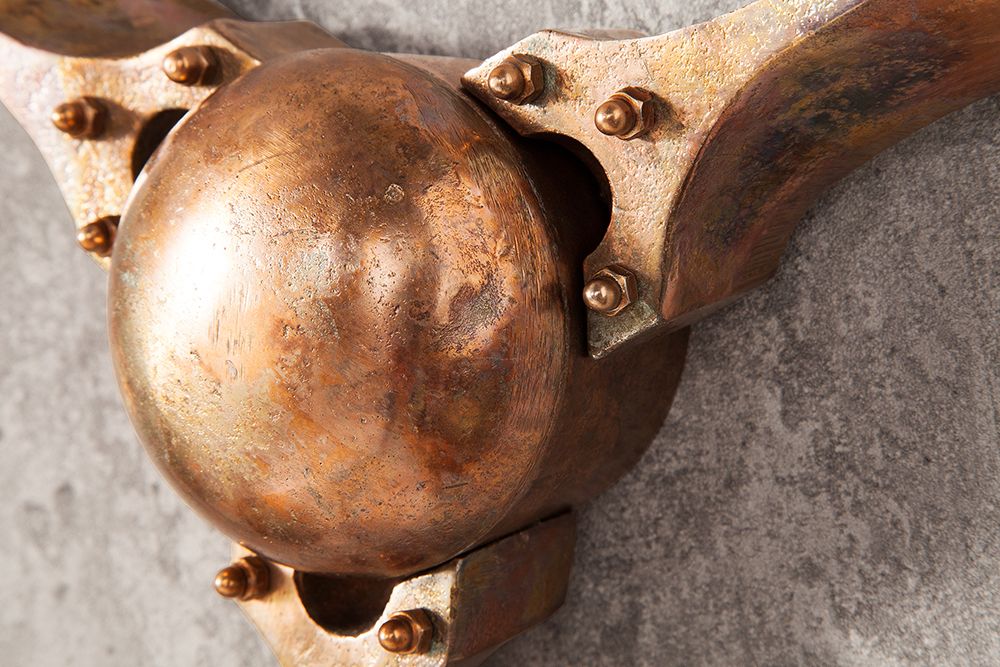 Authentische Wanddekoration SCREW III 60cm kupfer geflammt Flugzeug Propeller