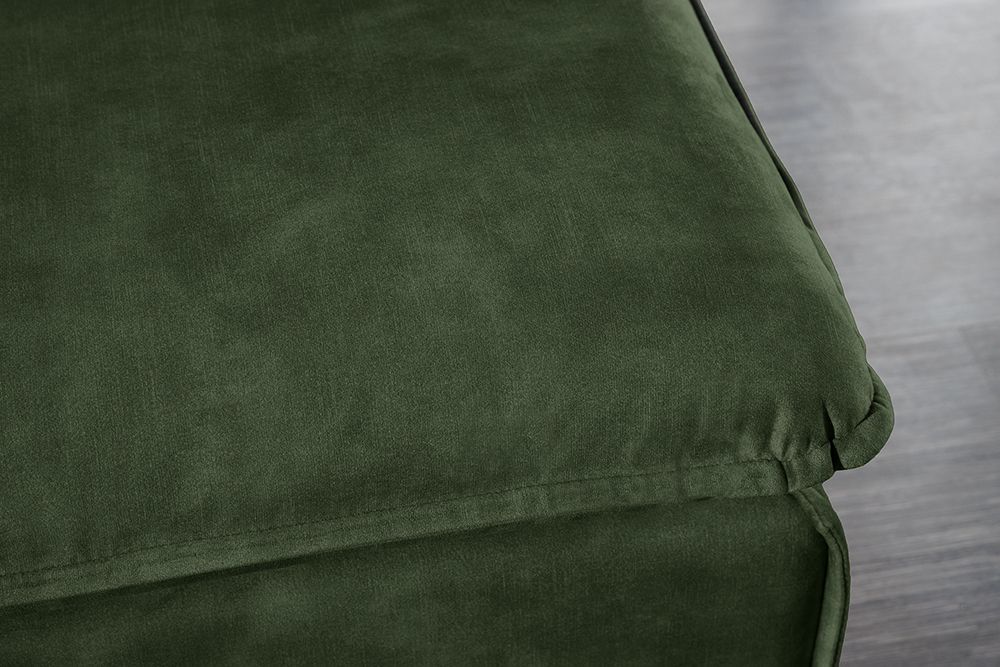 Großer Hussenhocker HEAVEN 100cm dunkelgrün Samt Landhausstil Sofahocker waschbarer Bezug