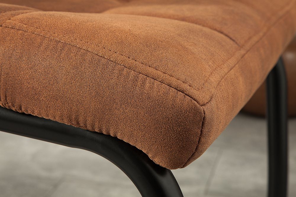 Industrial Freischwinger Stuhl MODENA hellbraun mit Ziersteppung