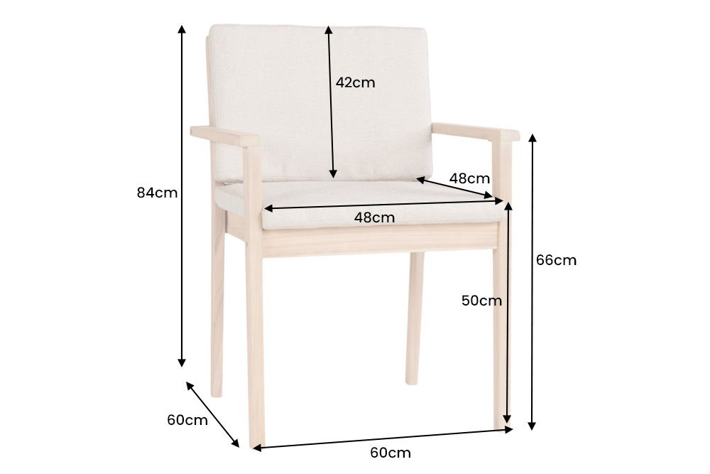 Massiver Gartenstuhl KOPENHAGEN natur Akazienholz beige Outdoor inkl. Kissen