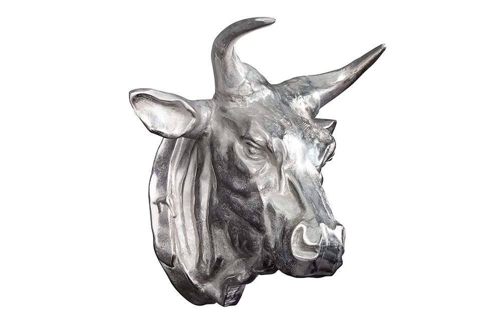 Extravagante Stierkopf Wanddekoration TORERO 65cm silber Deko Schädel