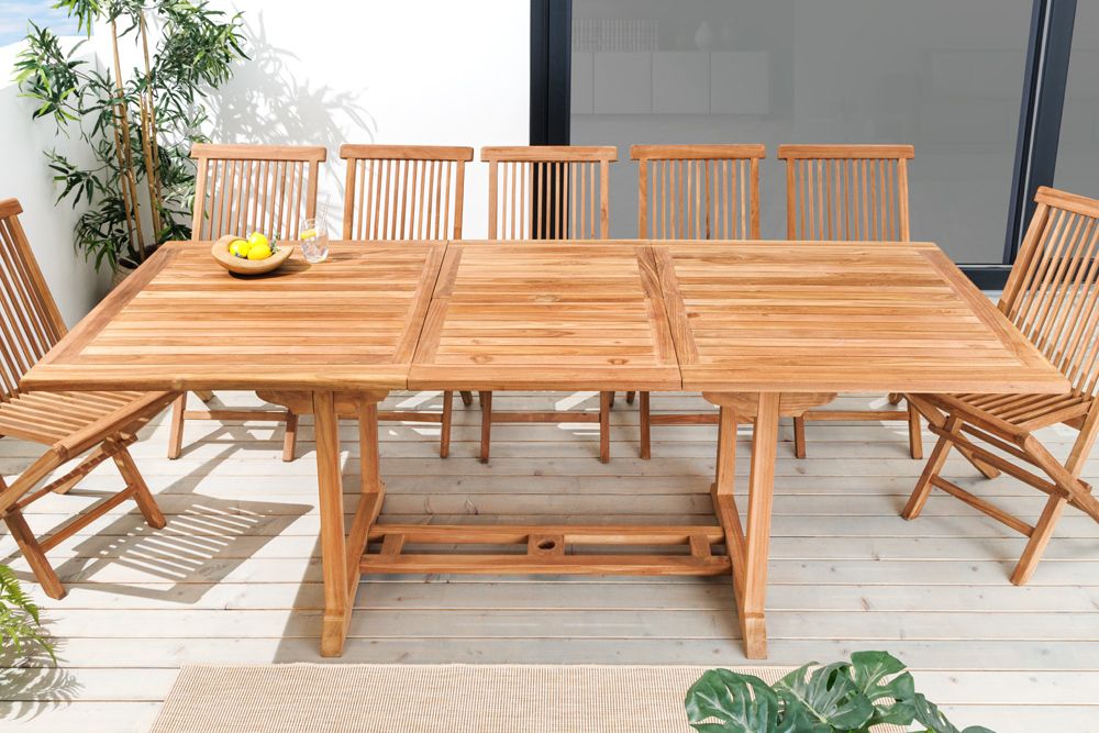 Ausziehbarer Gartentisch EMPIRE TEAK 170-230cm natur Teakholz massiv wetterfest