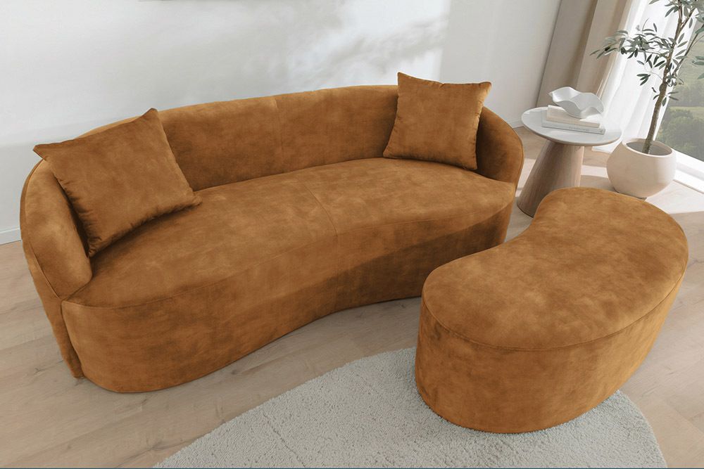Extravagantes Sofa ELEMENTAL 180cm senfgelb Samt 2-Sitzer Couch Federkern