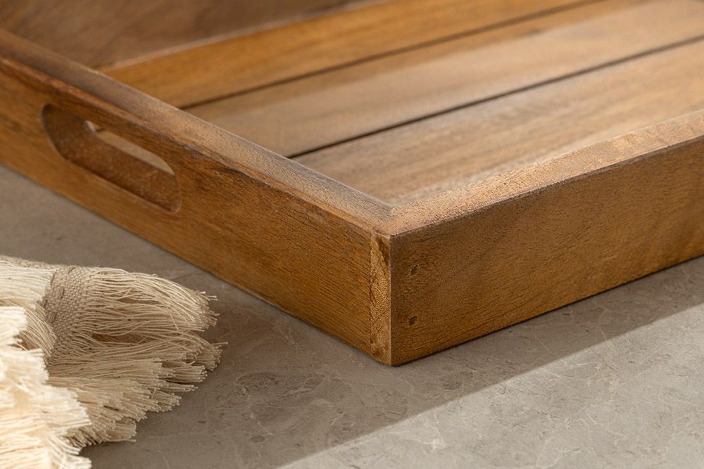 Massives Tablett MAKASSAR 45cm braun honey finish Mangoholz