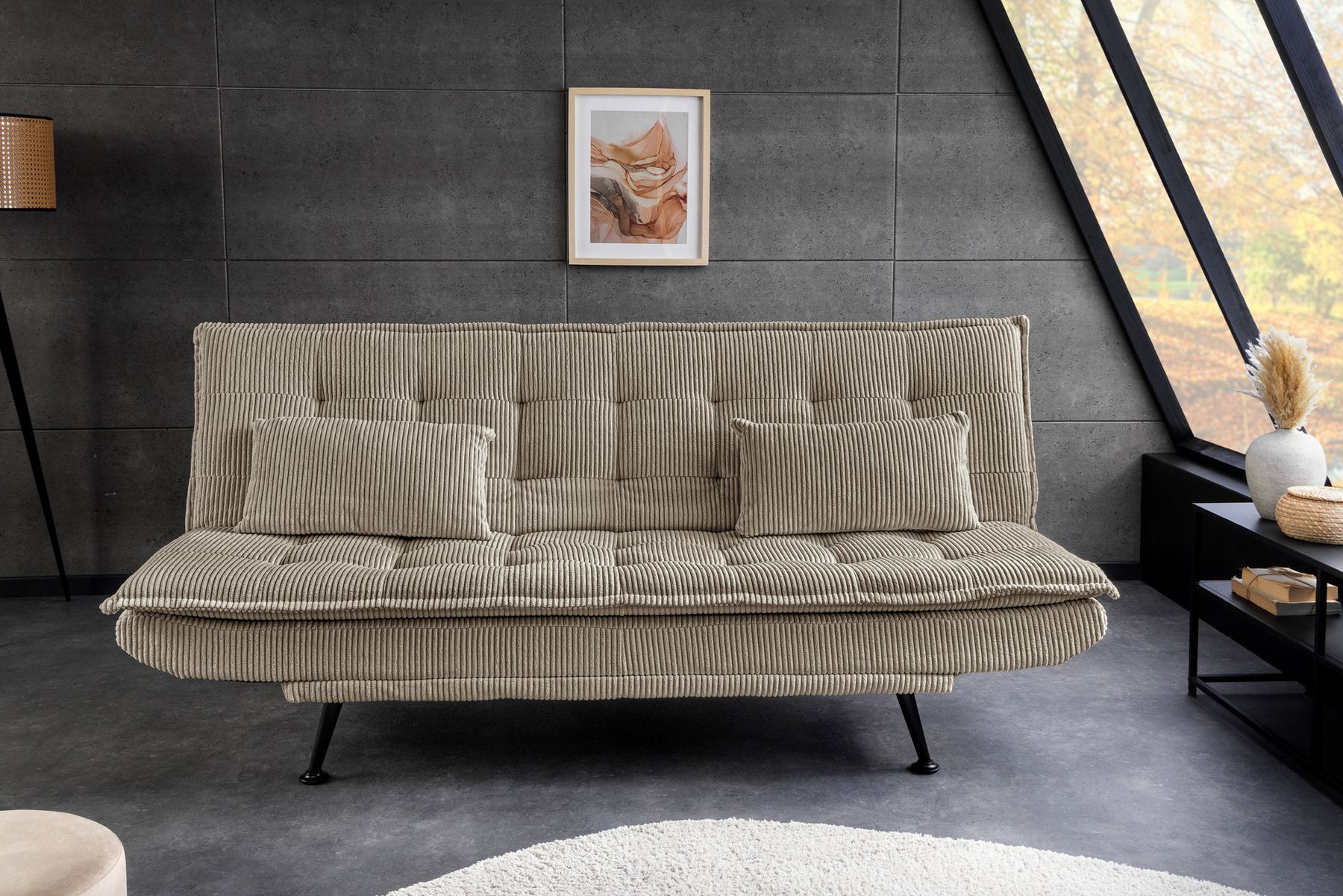 Modernes Schlafsofa JAZZ 190cm greige Cord 3-Sitzer Couch