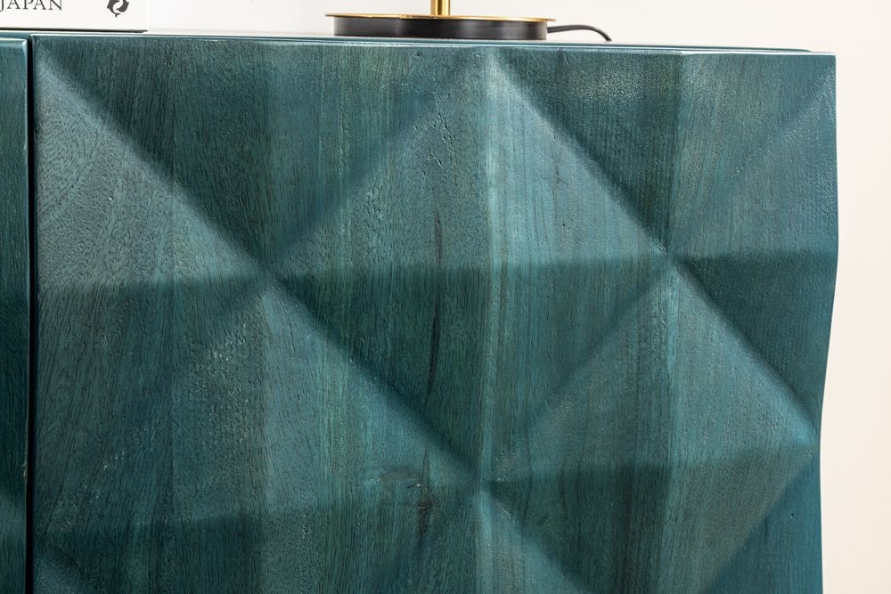 Massives Sideboard VULCANO 180cm türkis Mangoholz gold Metallgestell