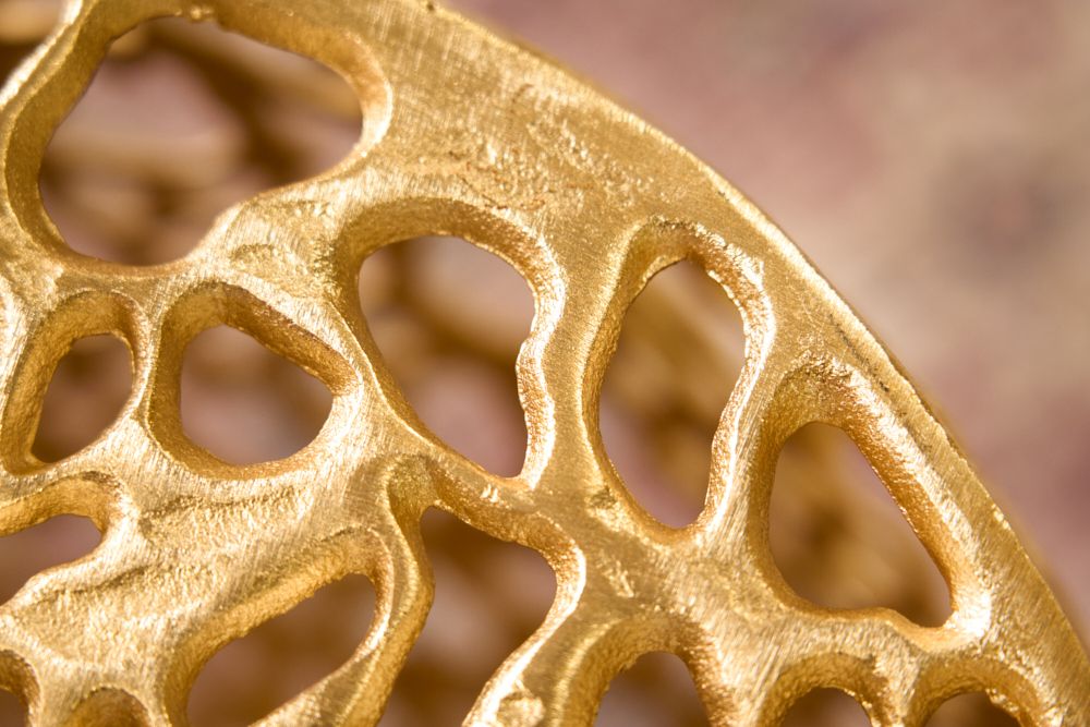 Runder Couchtisch ABSTRACT LEAF 50cm gold Metall filigrane Handarbeit Vintage Design