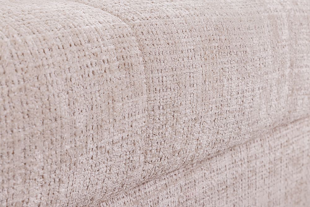 Modernes Ecksofa KENT 220cm champagner beige Chenille Cremona Federkern Wohnlandschaft mit Hocker