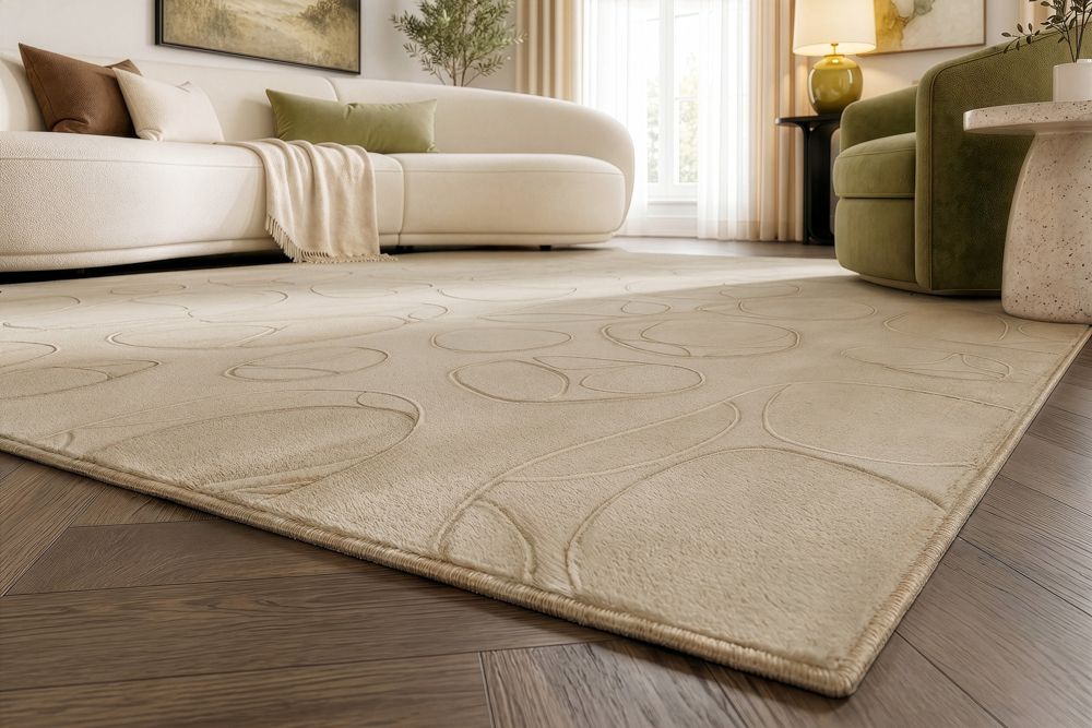 3D Hochflor Teppich LUNA 230x160cm taupe Hoch-Tief-Effekt Indoor-Teppich