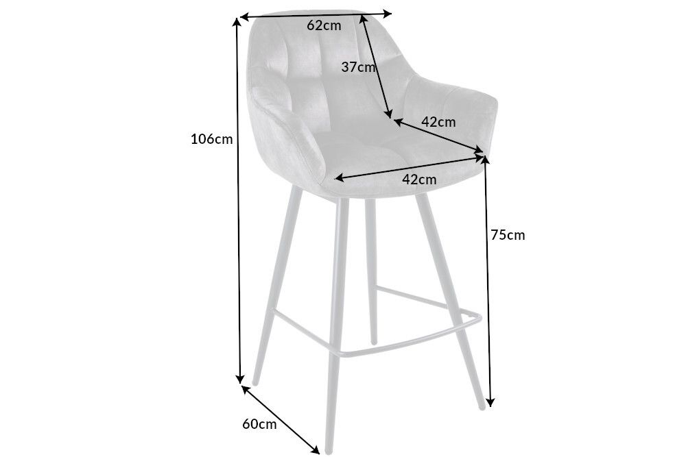 Drehbarer Barhocker PAPILLON grau Samt Barstuhl mit Lehne schwarze Metallbeine