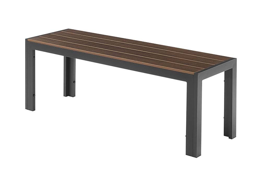 Moderne Gartenbank DESIGNO 130cm dunkelbraun schwarz Aluminium wetterfest Outdoor Sitzbank