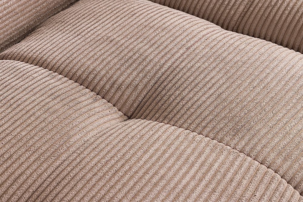 Modernes Ecksofa ZERO GRAVITY 240cm greige Cord 3-Sitzer Couch L-Form