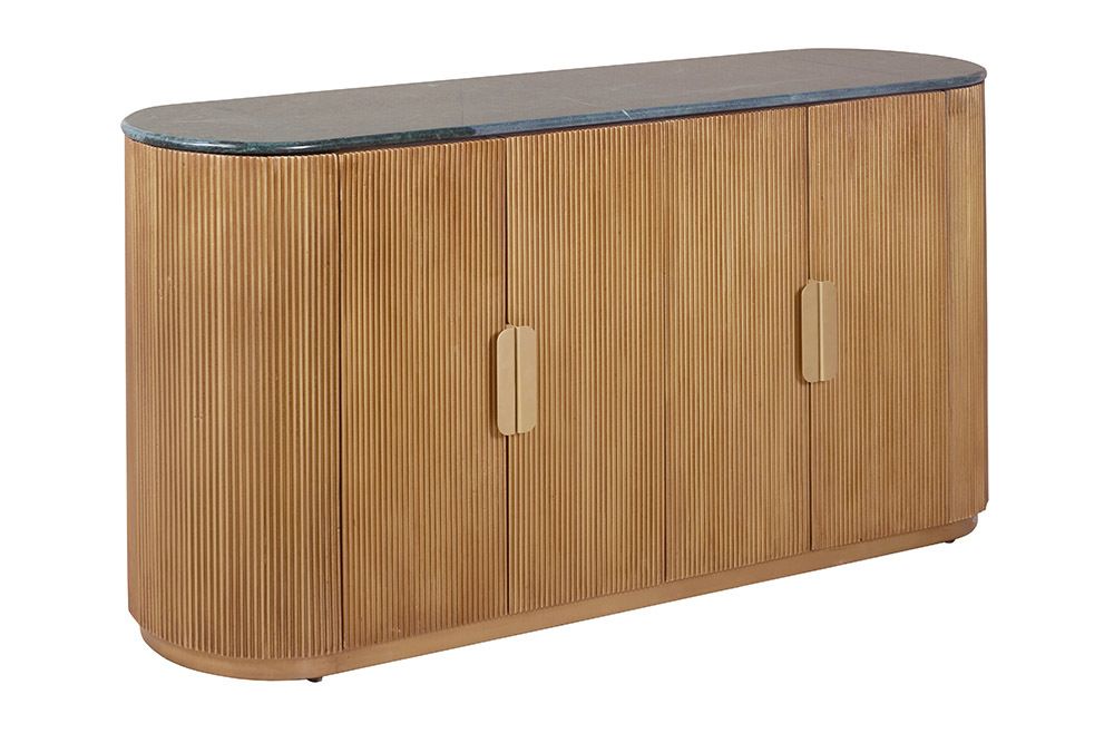 Design Sideboard VENEZIANO 170cm messing Mangoholz grün Marmor gold