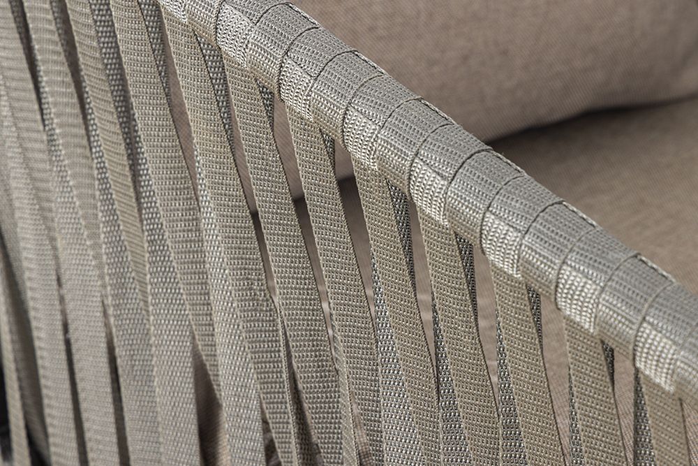 Moderner Stuhl ROPE beige anthrazit Aluminium Gartensessel inkl. Kissen In- und Outdoor
