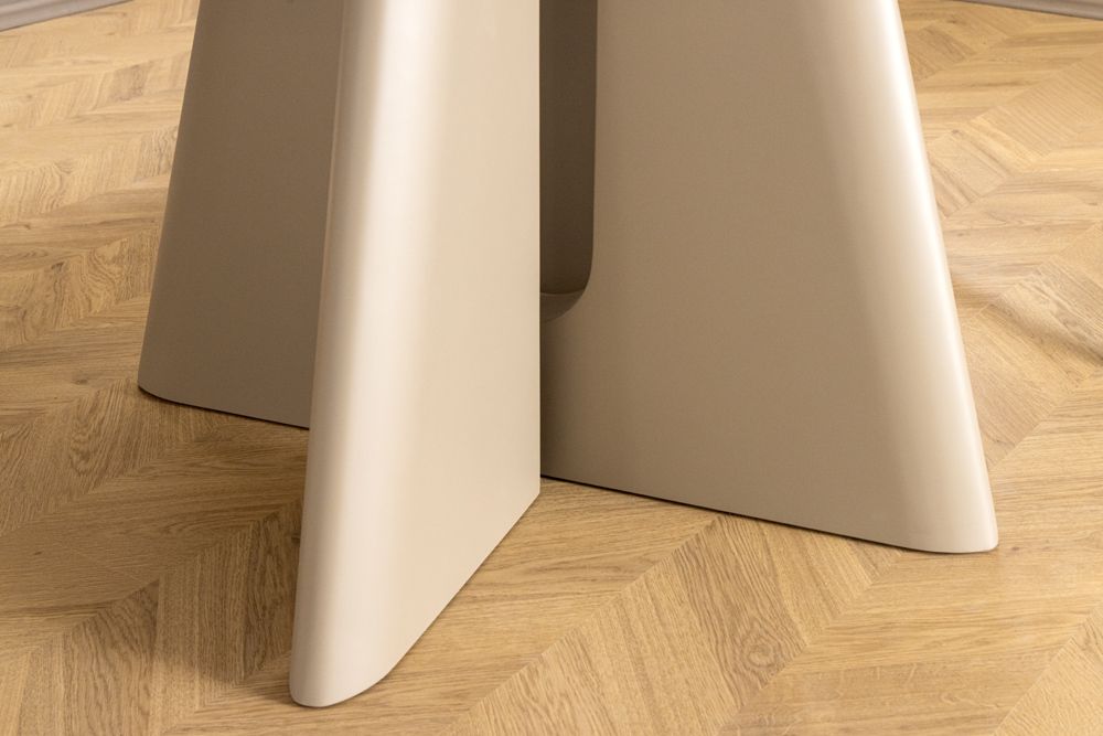Runder Esstisch ORGANIKO 120cm cement greige mit skulpturalem Säulengestell
