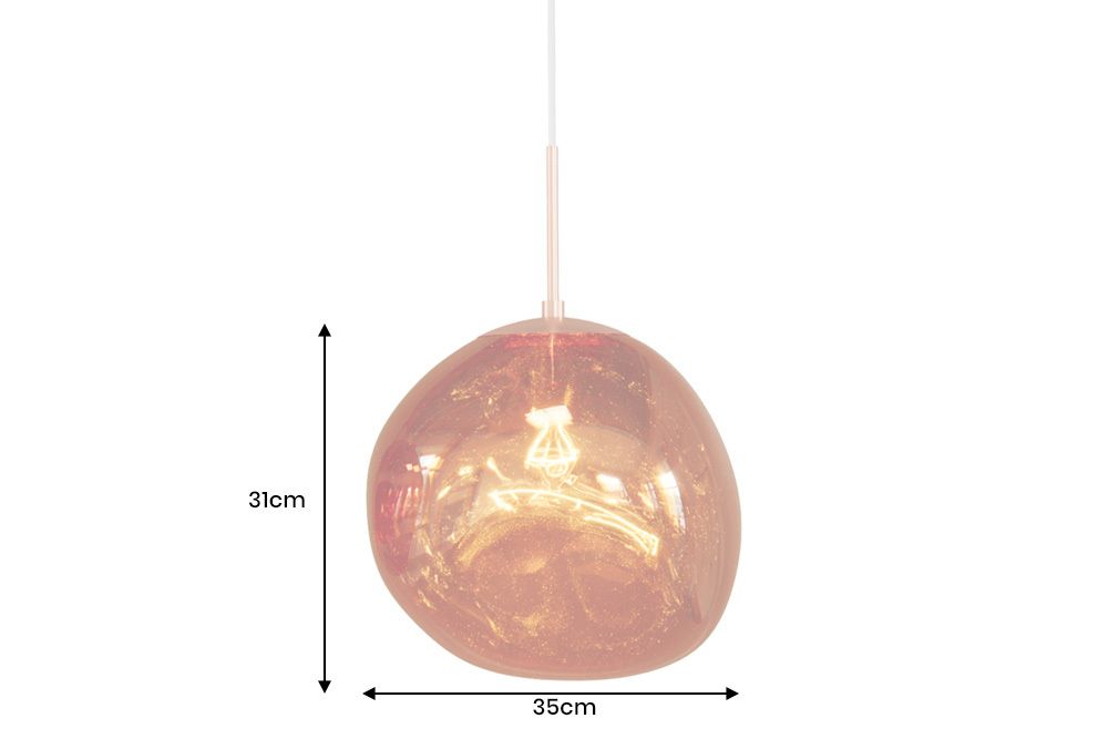 Runde Hängelampe LIQUID DIAMOND 35cm kupfer Glas Stahl Kugelleuchte