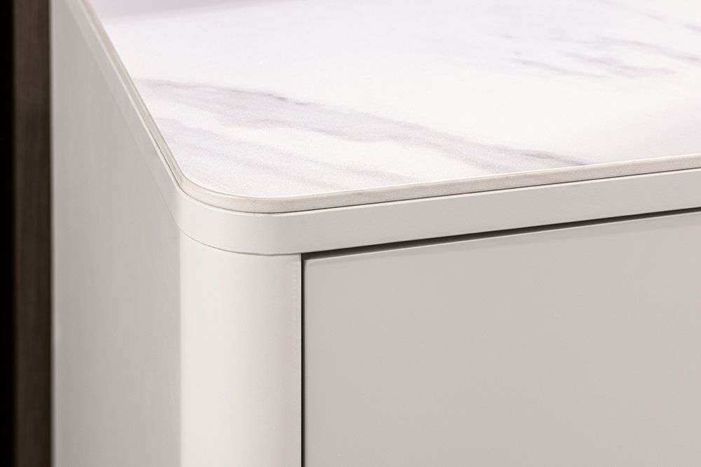 Design Sideboard SAVOY 180cm kaschmir weiß Marmor Keramik mit Stauraum und 3D-Front