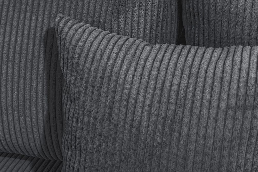 Moderne XXL Wohnlandschaft KENT 305cm anthrazit Cord Bigsofa inkl. Hocker Federkern