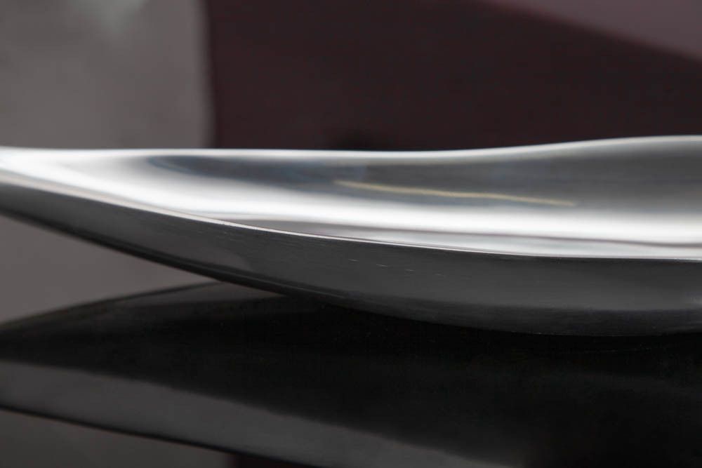 Handgearbeitete Deko Schale SILVER LEAF 60cm silber Aluminium