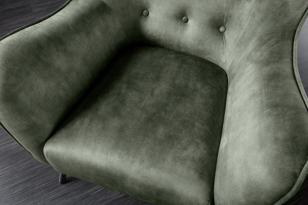 Design XL Sessel AMSTERDAM grün Samt schwarze Metallbeine Retro Stil