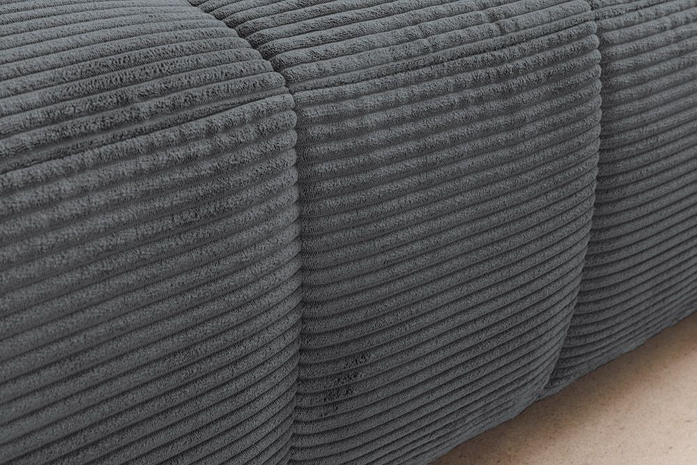 Modernes Ecksofa ZERO GRAVITY 240cm dunkelgrau Cord 3-Sitzer Couch L-Form