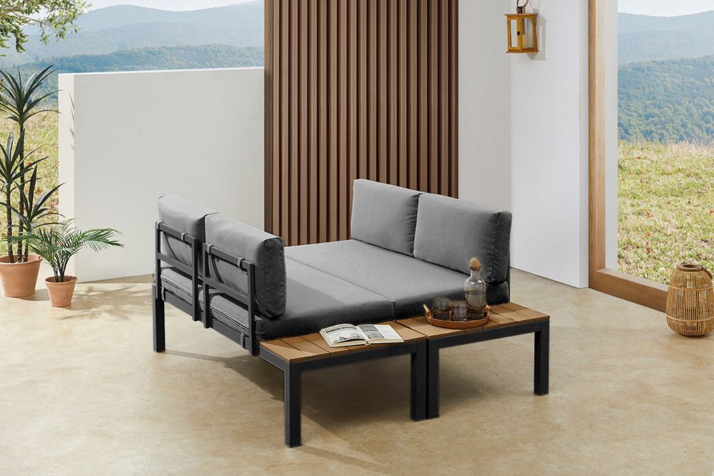 Modulare Garten Sitzgruppe ORLANDO LOUNGE 240cm anthrazit Aluminium wetterfest inkl. Kissen
