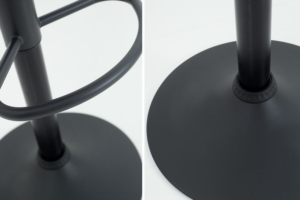 Höhenverstellbarer Barhocker MODENA vintage braun Microfaser Metall schwarz mit Lehne drehbar