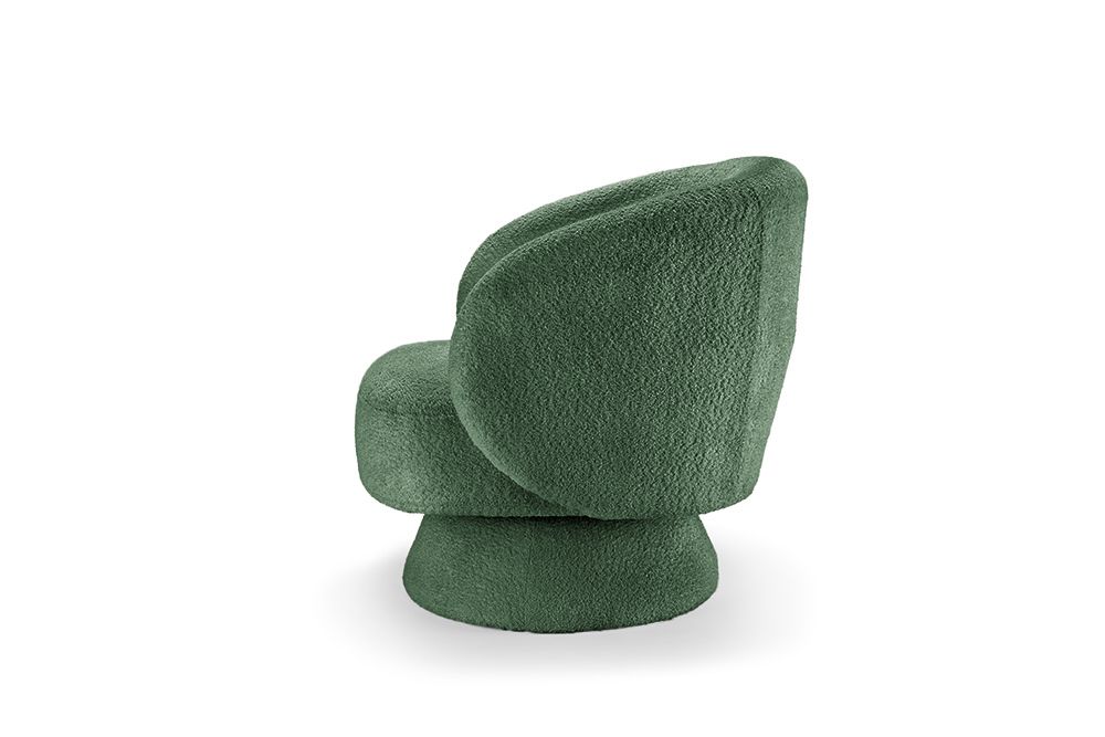 Drehbarer Design Sessel BOSSA NOVA 80cm moosgrün Bouclé