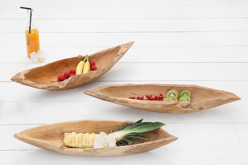 Massive Schale NATURE BOAT 60cm natur Teakholz Wurzelholz