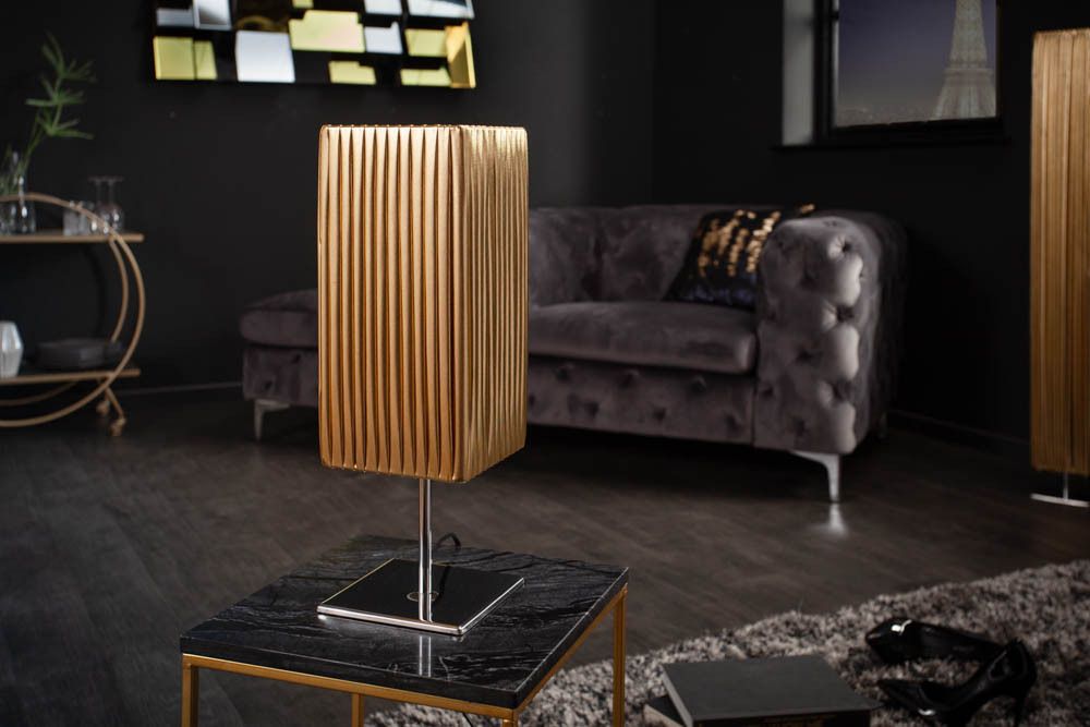 Moderne Designer Tischlampe PARIS 43cm gold Tischleuchte