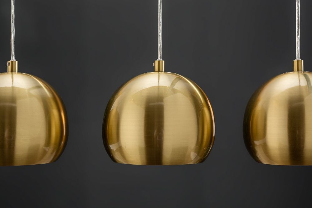 Moderne 3er Hängeleuchte GOLDEN BALL gold Hängelampe höhenverstellbar