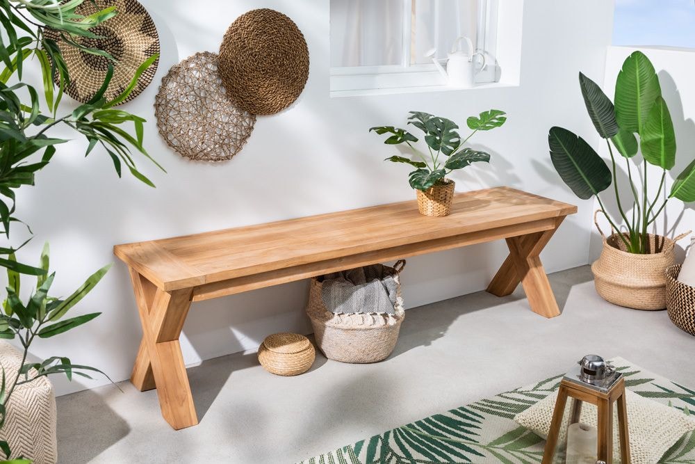 Massive Gartenbank EMPIRE TEAK 180cm Sitzbank Teakholz wetterfest