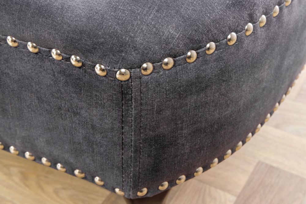 Design Récamière CHESTERFIELD 170cm grau strukturiertes Samt Knopfheftung Nietenbesatz