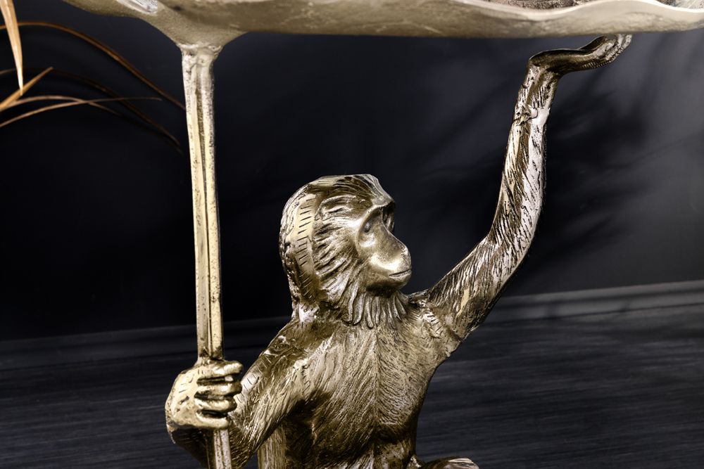Design Beistelltisch WILDLIFE MONKEY 60cm gold antik Metall handmade