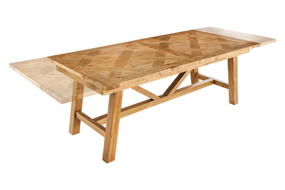 Ausziehbarer Esstisch RIVIERA 180-240cm natur recycelte Pinie Massivholz