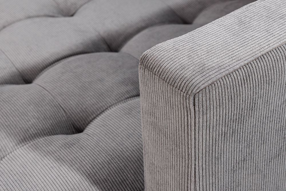Modernes Ecksofa STOCKHOLM 220cm grau Cordstoff Federkern 3-Sitzer-Sofa