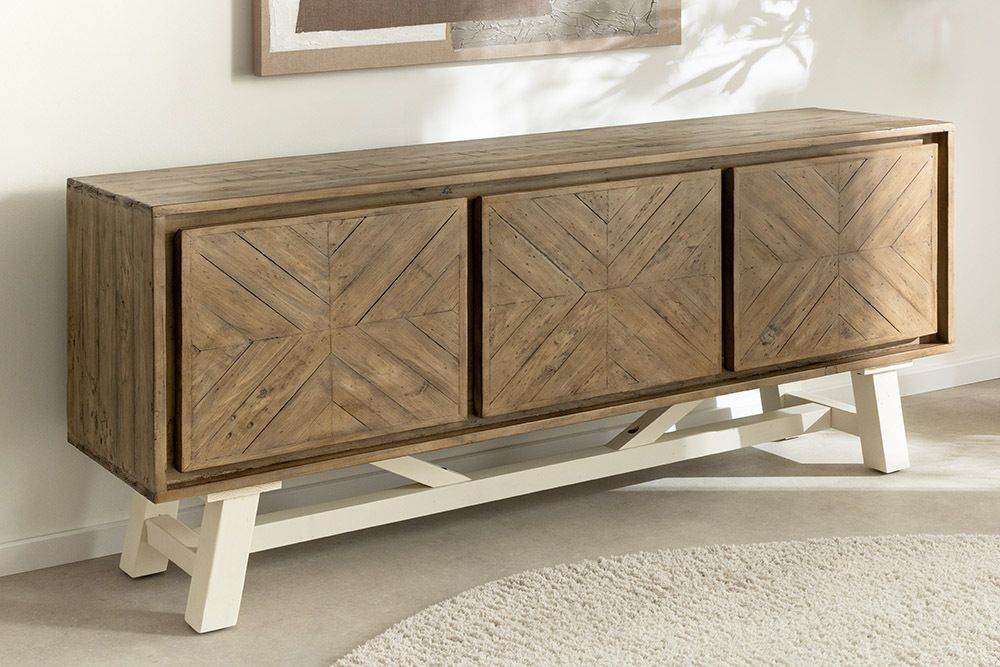 Massives Sideboard HAMPTONS 160cm hellbraun creme Pinienholz