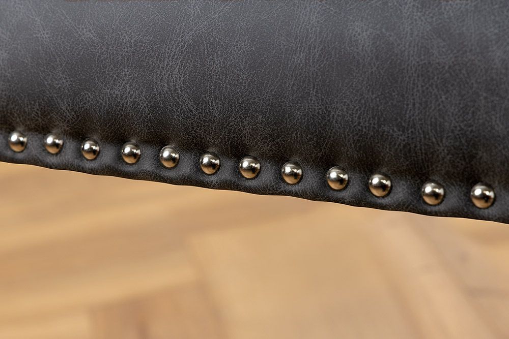 Chesterfield Stuhl CASTLE schwarz Kunstleder Gummiholz Ziernieten