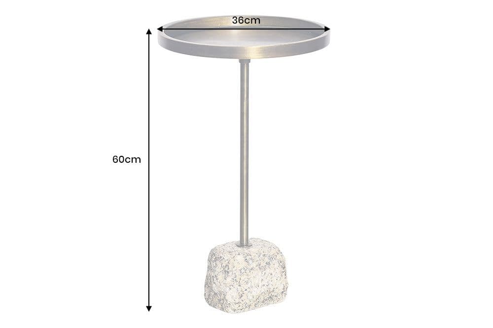 Handgefertigter Beistelltisch TRAYFUL 60cm messing antik Eisen natur Marmorfuß