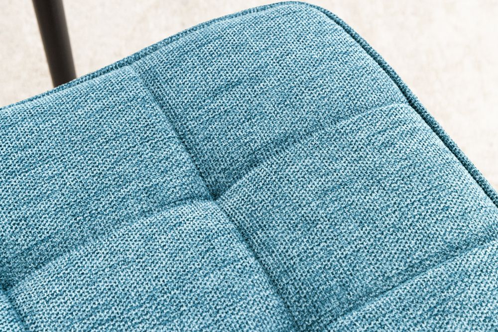 Moderner Hocker SCANDINAVIA blau Strukturstoff Metallbeine Fußhocker