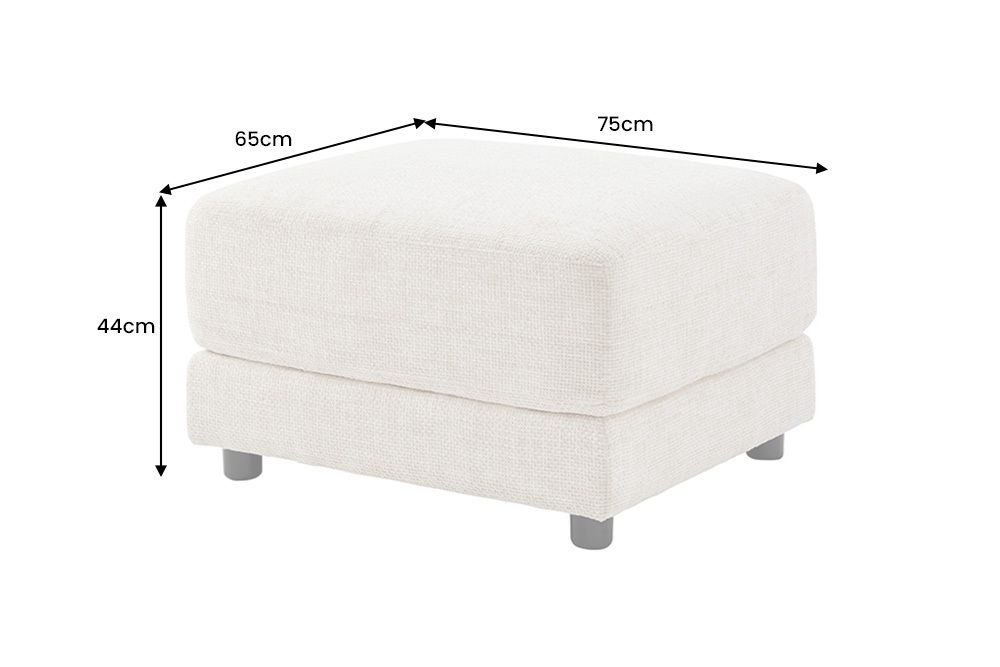 Moderner Hocker LOFT 75cm champagner beige Chenille Nosagfederung Taschenfederkern