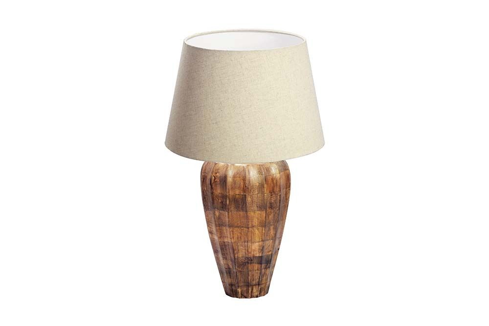 Handgefertigte Tischlampe PURE NATURE 65cm weiß natur Mangoholz mit Stoffschirm