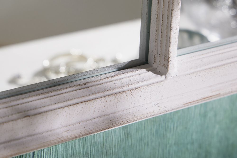 Design Wandspiegel CASTILLO 100cm weiß Landhausstil Fensterspiegel Rundbogen Shabby Chic