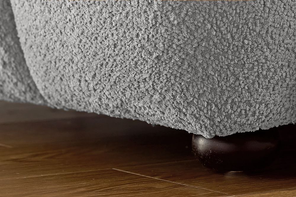 Moderner Hocker CLOUD 100cm grau Bouclé Federkern Fußhocker Sitzhocker