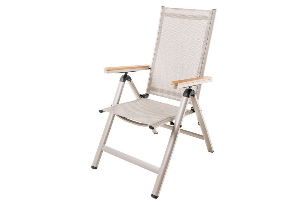 Outdoor Gartenstuhl DESIGNO taupe Aluminium klappbar wetterfest Hochlehner