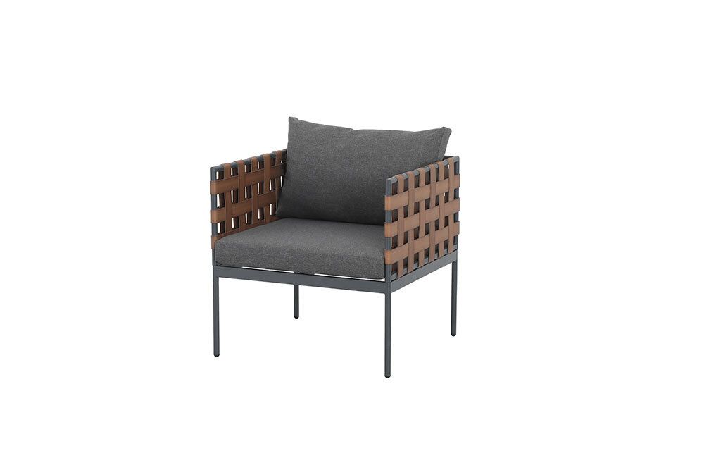 In- und Outdoor Lounge-Sessel UNIQUE 70cm schwarz braun grau Aluminium inkl. Kissen