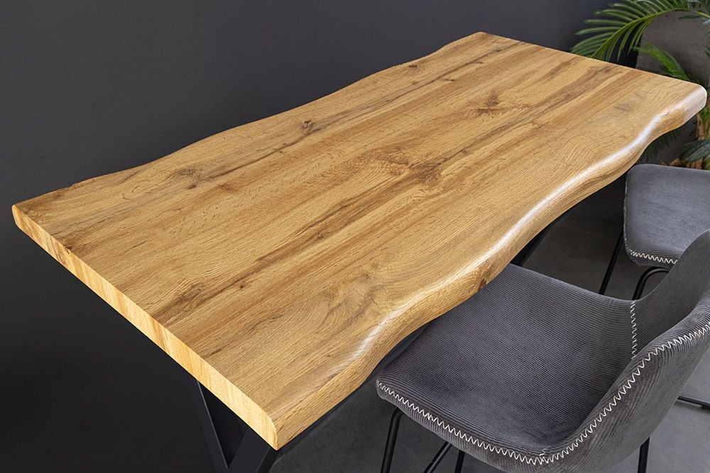 Industrial Bartisch WILD 120cm braun Wildeichen-Optik schwarz Metall X-Gestell