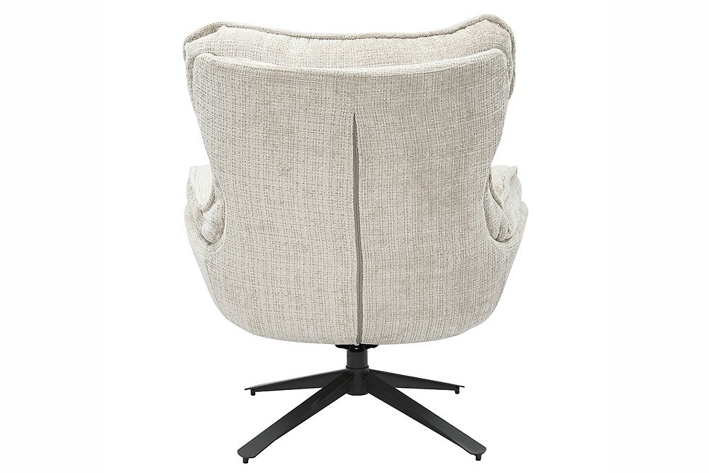 Drehbarer Sessel CLOUD champagner beige Chenille schwarz Metall