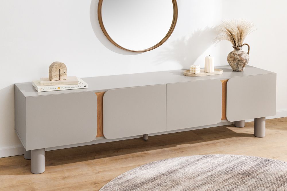 TV-Lowboard COSMO 180cm kaschmir beige Eiche Soft Close Stauraum
